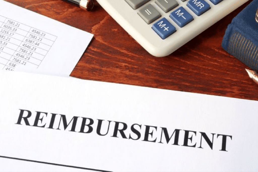 image of calculator and text "reimbursement"